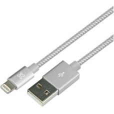 Cable KAC-010SV Lightning Tejido Iphone 100cm Color Silver - Klip Xtreme