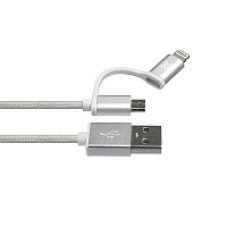 klipx cable 2en1 lightning/microUSB 2.4 amp 1 metro silver 