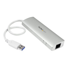 Hub Concentrador de 3 Puertos USB 3.0 (5Gbps) con Adaptador de Red Ethernet Gigabit ST3300G3UA - StarTech.com