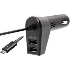 KlipX Cargador auto negro dual USB+ USB - C 2.4 amp